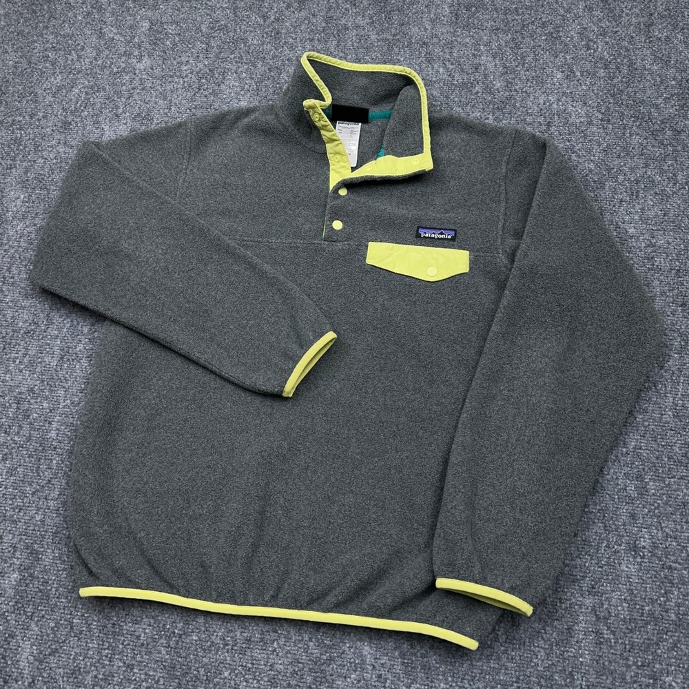 Patagonia Lightweight Synchilla Snap-T Pullover Women's M Nickel w/ Mayan Yellow